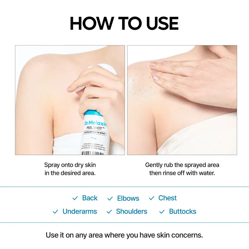 دكتور ميلاكسين بخاخ تقشير TX لتفتيح الجسم وتوحيد اللون وإزالة الجلد الميت بسهولة(200مل)