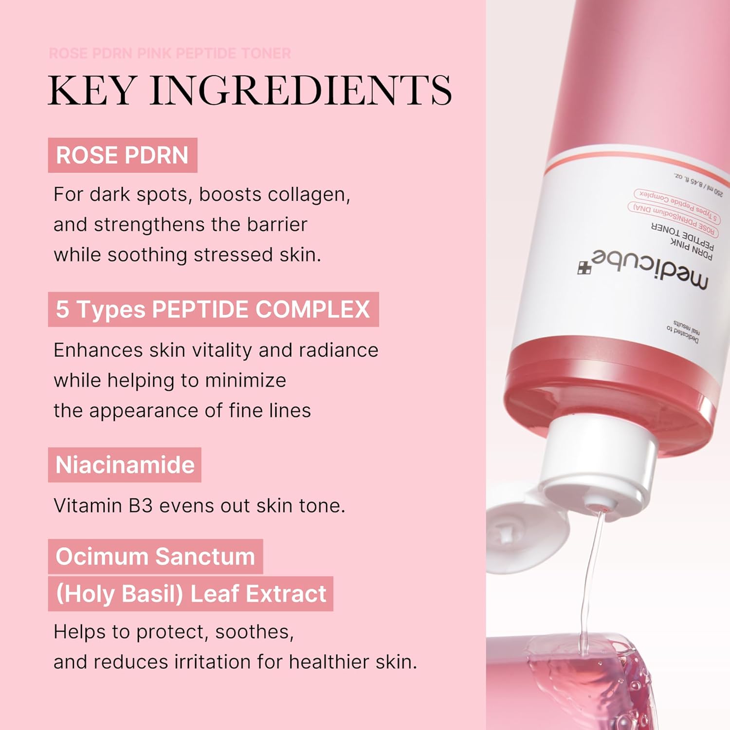 MediCube Salmon Pink Cica Soothing Toner Instant Brightening &amp; Renewal for Sensitive Skin (250ml)