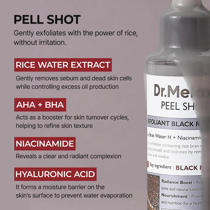 Dr. Melaxin Black Rice Peeling Ampoules for Pore Purification and Blackhead Reduction (80ml)