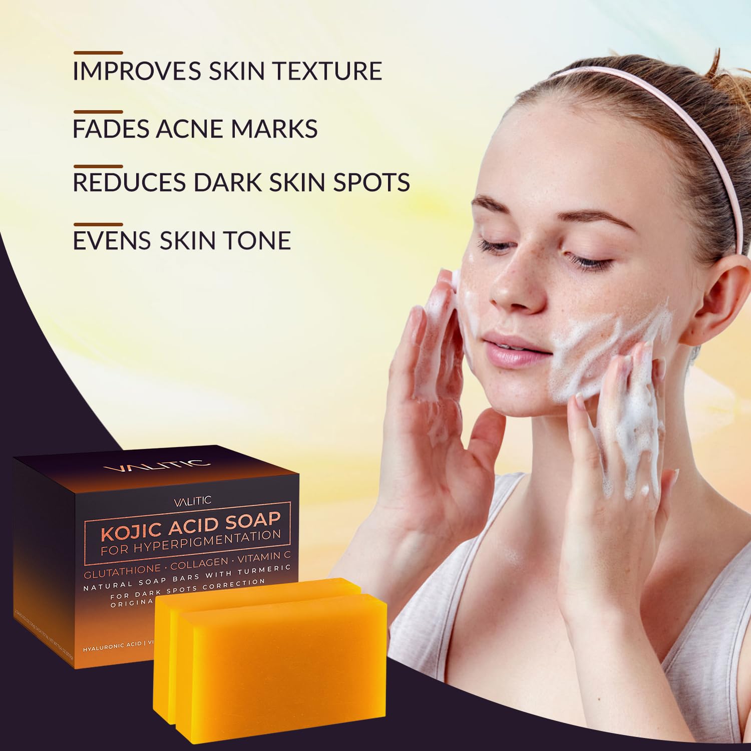 Valitek Kojic Acid Soap for Skin Lightening and Dark Spot Removal (2 P – Cuddluxe