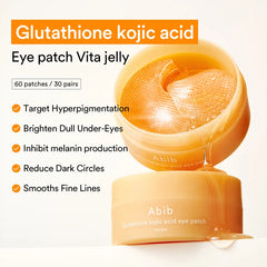 Abib Glutathione and Kojic Acid Eye Patches for Brightening Eye Area (60 Pieces)