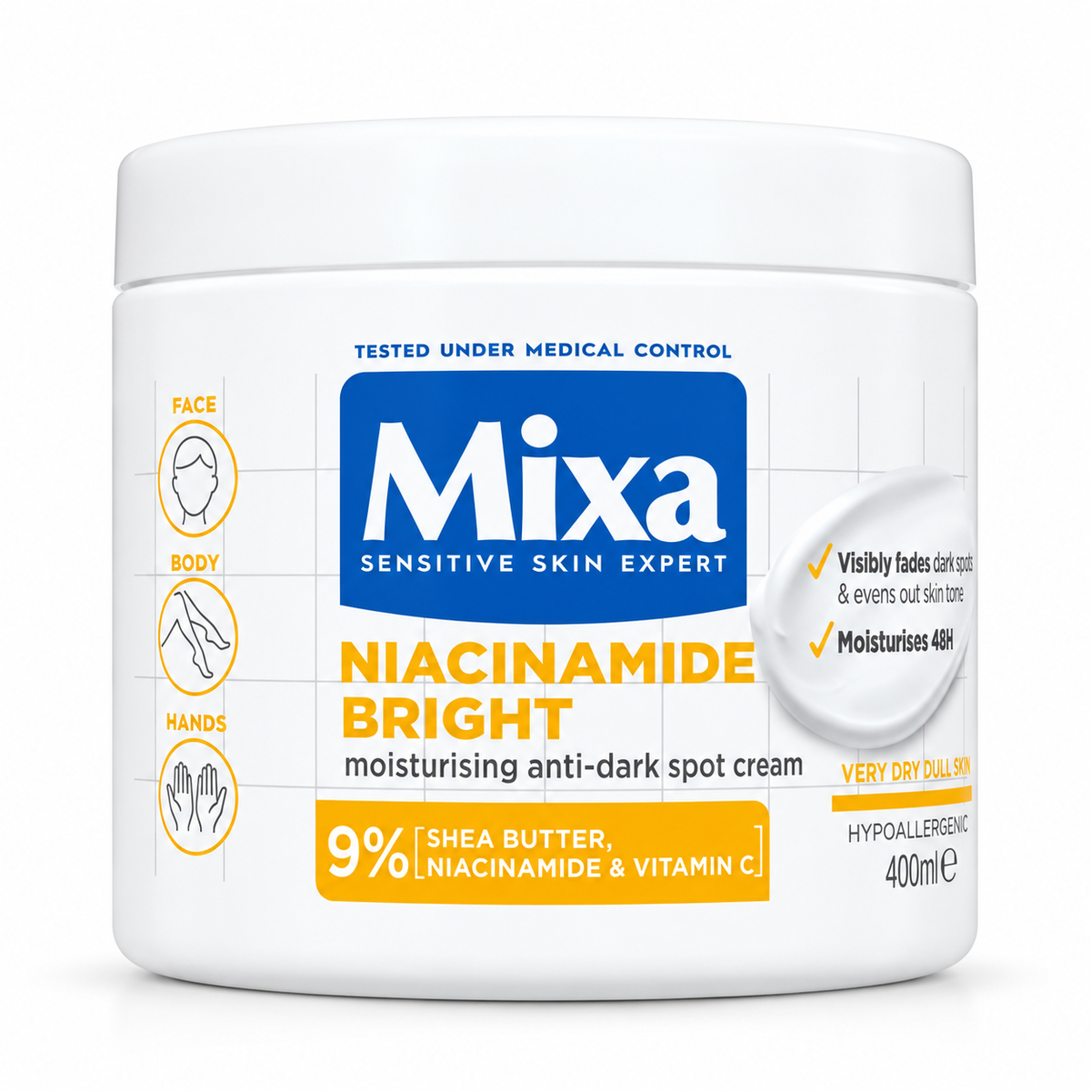 Mixa Niacinamide Moisturizing Cream for Brightening Dark Spots (400ml)