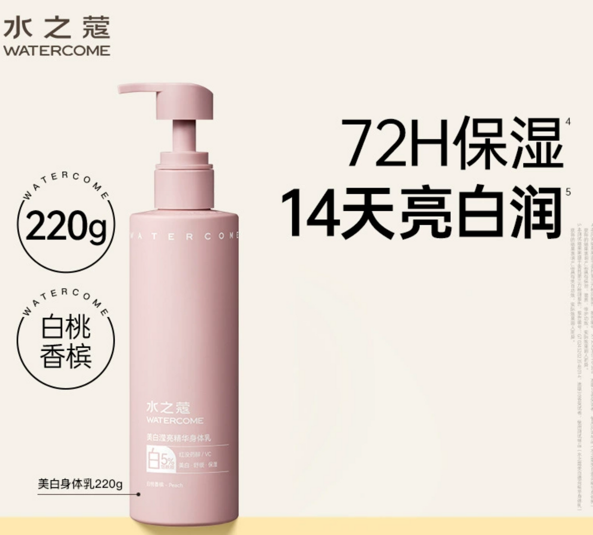 Skin Brightening Body Lotion with 5% Niacinamide (Peach Scent) Moisturizes and Evens Skin Tone
