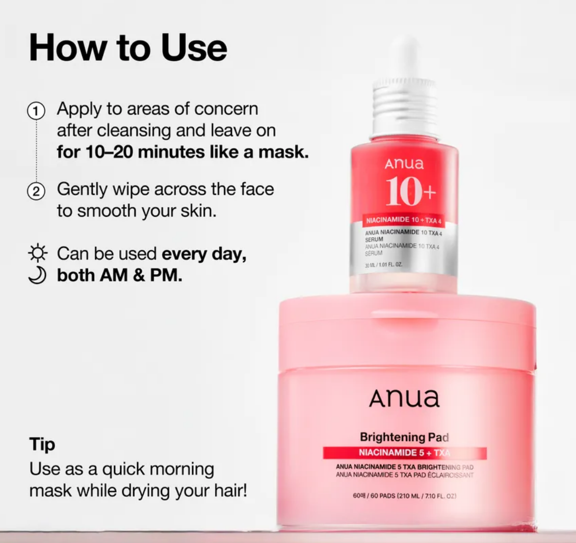Anwa Niacinamide 5% &amp; TXA Brightening Pads (60 Pads)