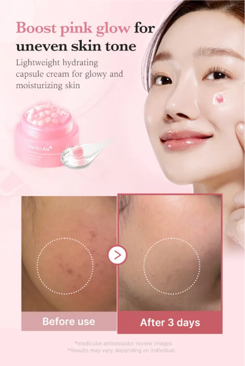 Medicube Pink Capsule Cream with Collagen and Salmon for Skin Lightening and Radiance (55g)