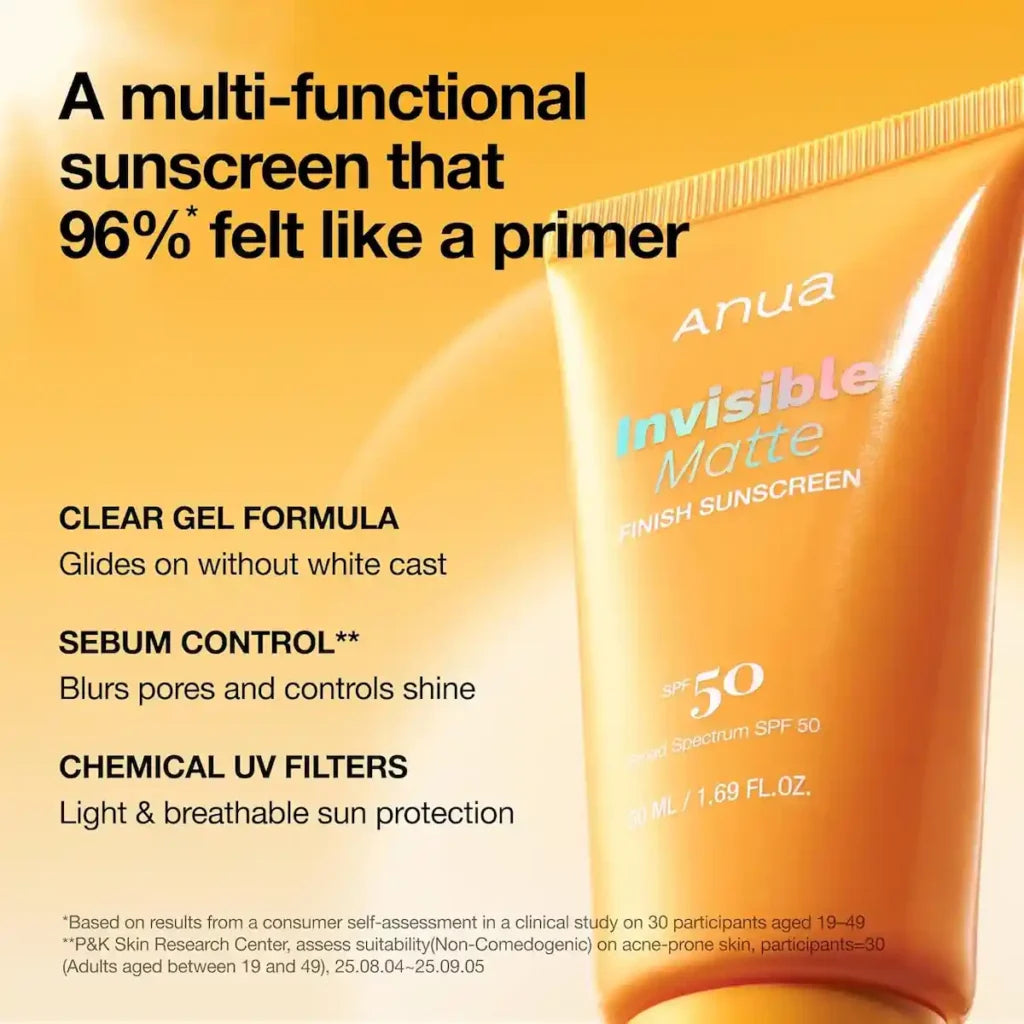Anua Invisible Matte Finish Sunscreen SPF50 for Oily Skin - 50ml