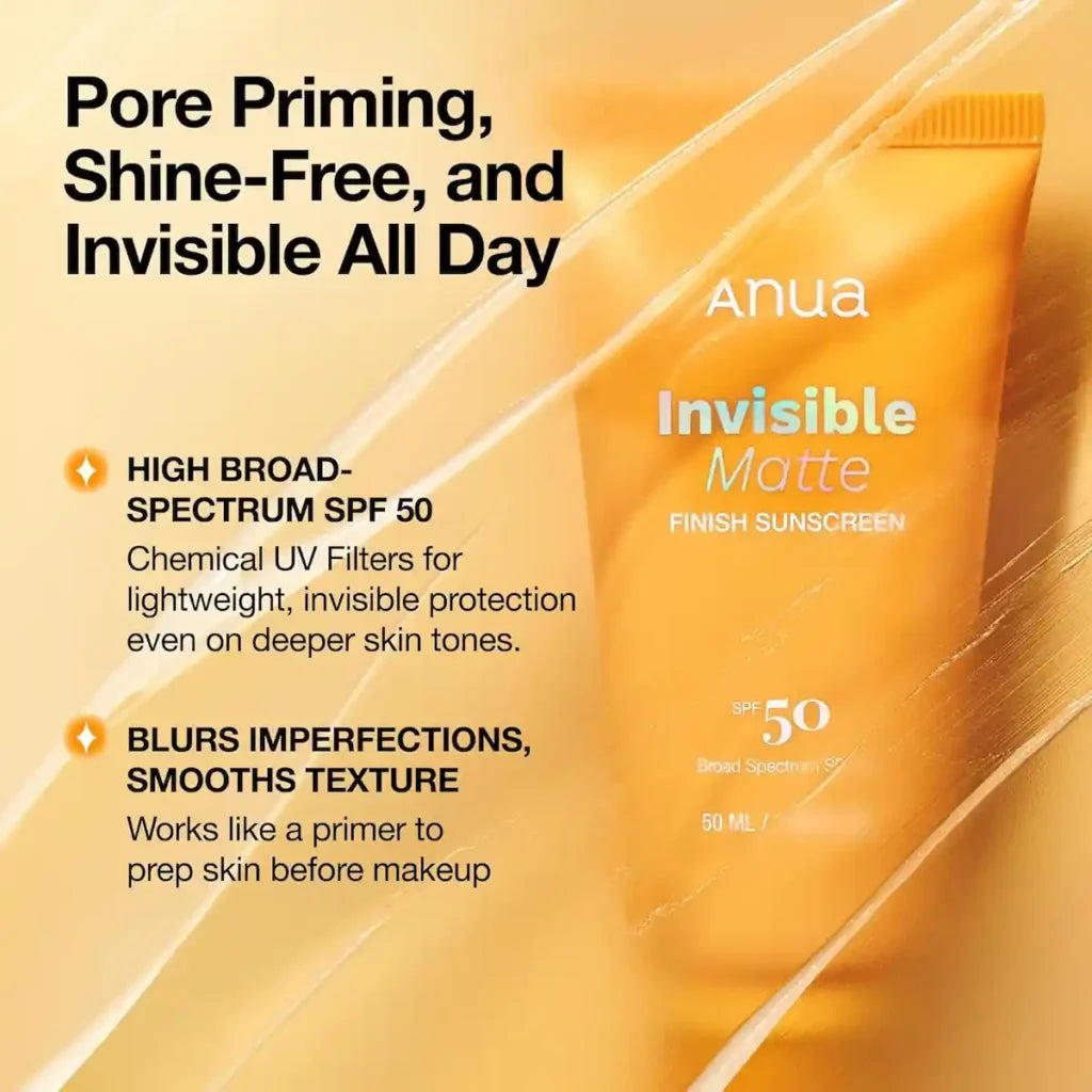 Anua Invisible Matte Finish Sunscreen SPF50 for Oily Skin - 50ml